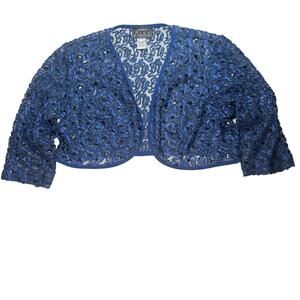 Alex Evenings Royal Blue Lace & Sequin Dress Jacket 18W • Evening Bolero